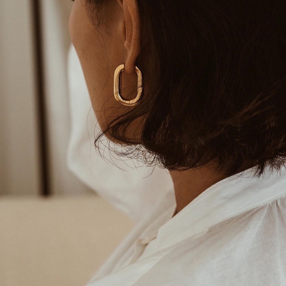Thick Link U Shape Geometric Earrings